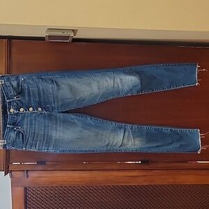 MOTHER The Pixie Ankle Fray Jeans  Second Thyme Around Wash Button Fly - Size 26